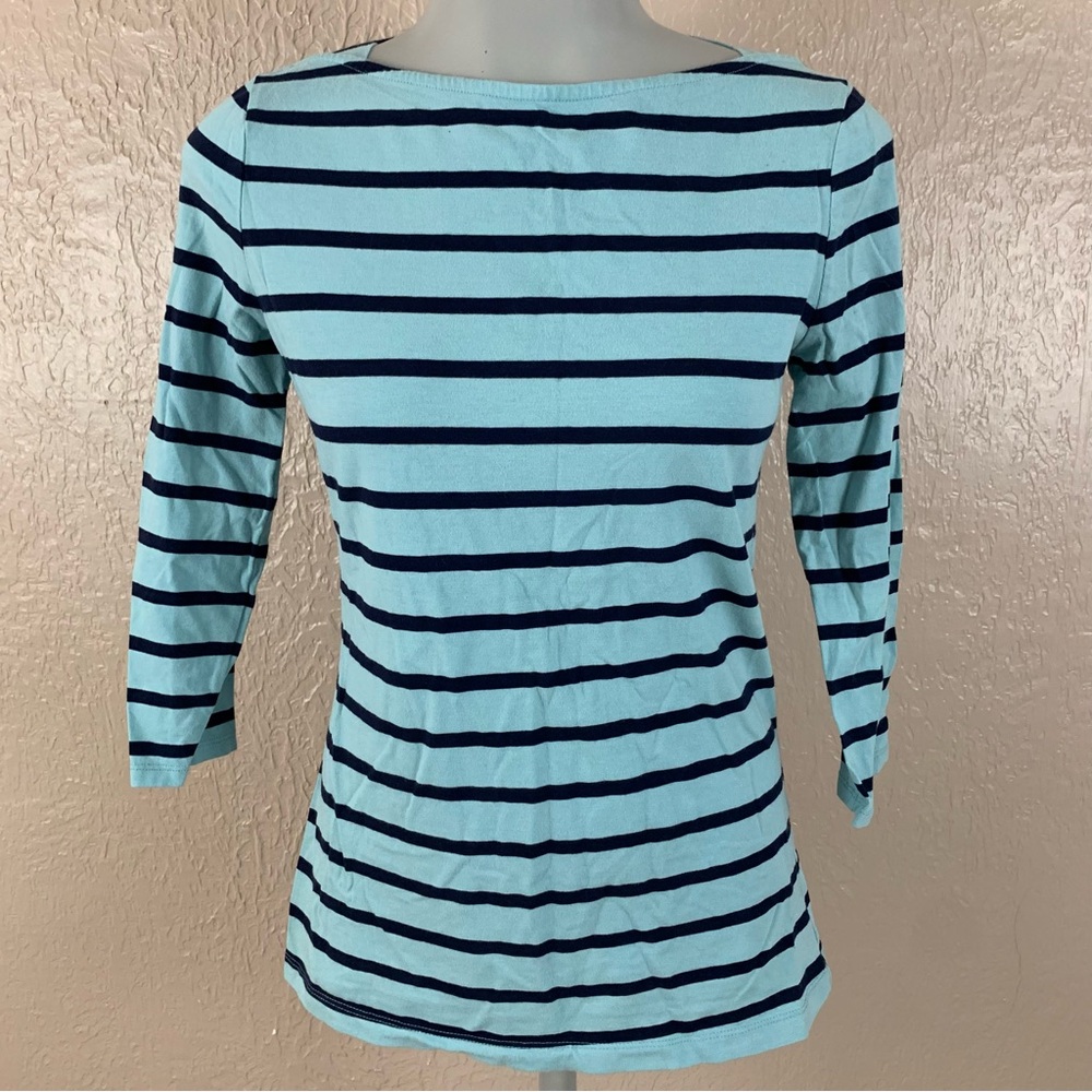 Merona Blue Striped Boat Neck Top